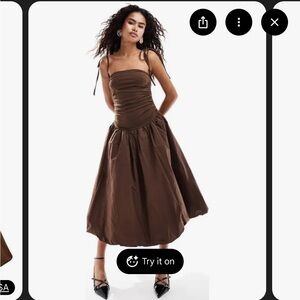Elegant Brown Amy lynn Alexa Midi Dress